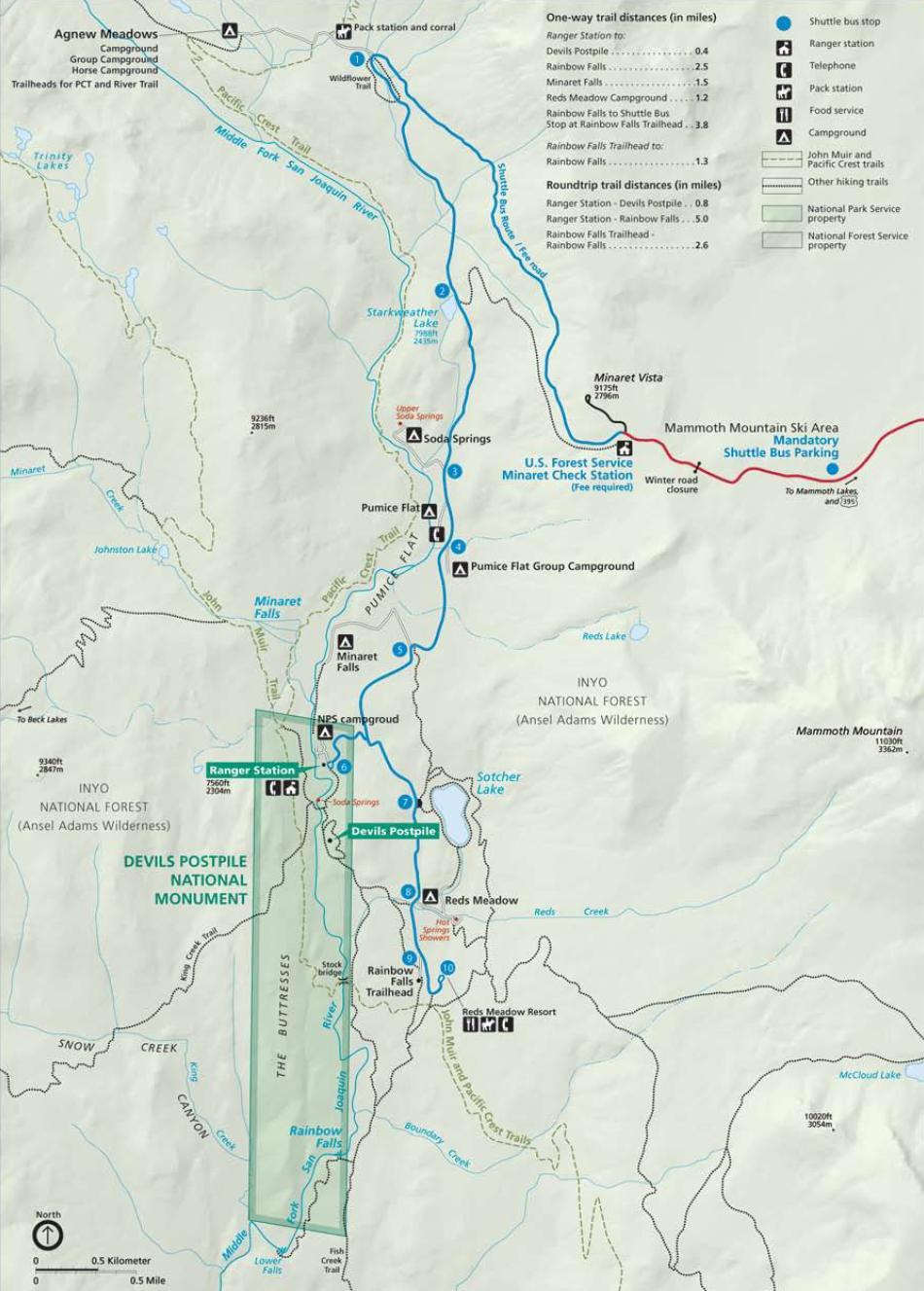 Devils Postpile National Monument Campgroud Map