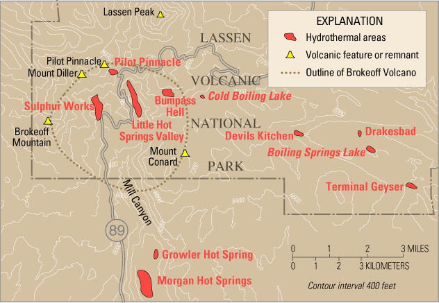 Lassen Volcanic National Park Geothermal Activity Map