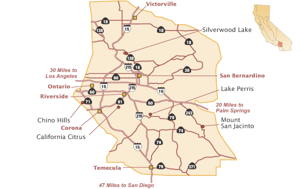 Inland Empire County of California State Parks Map