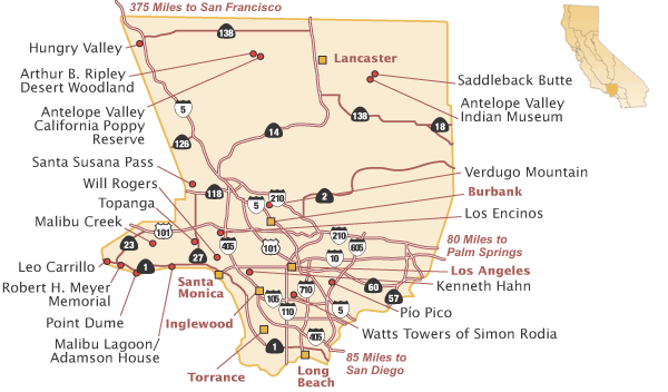Los Angeles County of California State Parks Map