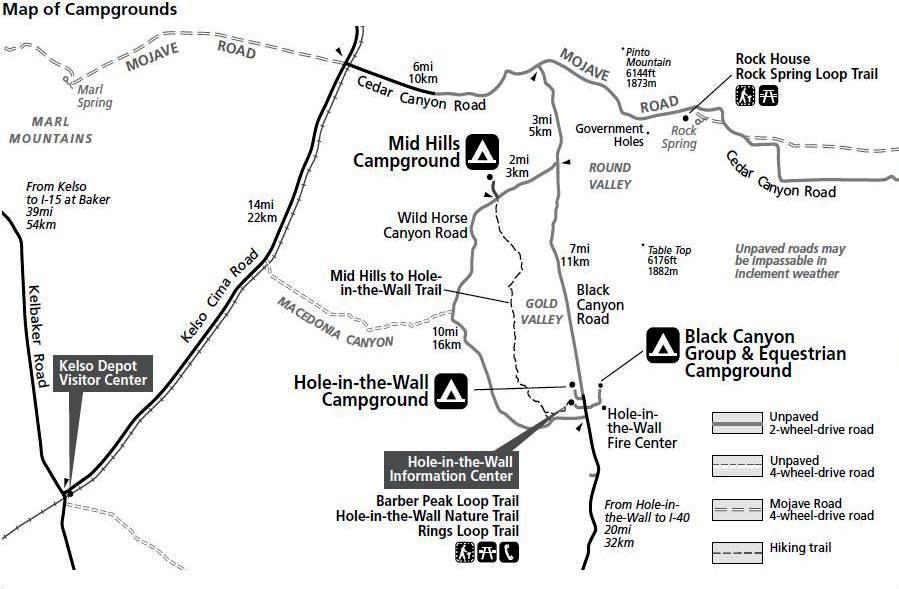 Mojave National Preserve Campground Map