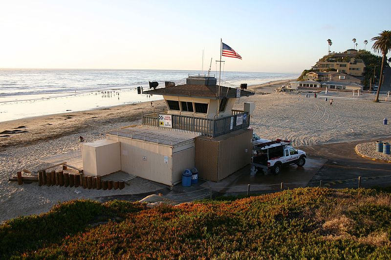 Lifeguard station in Moonlight State Beach in Encinitas, California