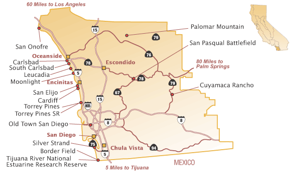 San Diego County of California State Parks Map