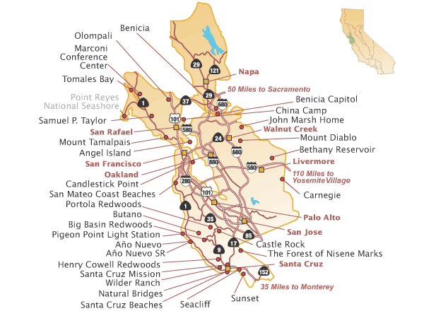 San Francisco Bay Area California State Parks Map