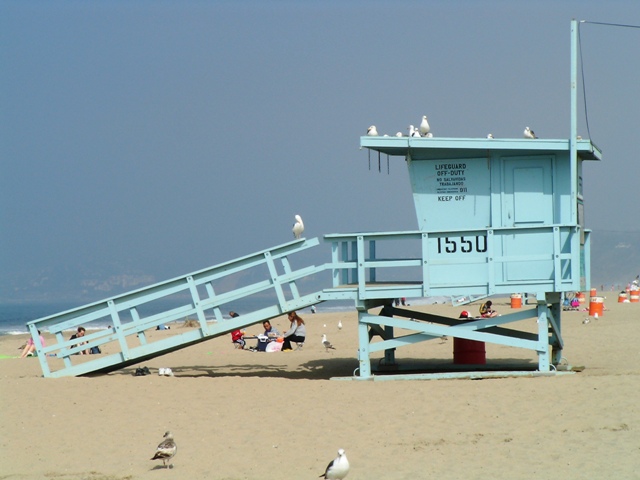Life Guard station Santa Monica State Beach used in Baywatch Filming in Santa Monica, California