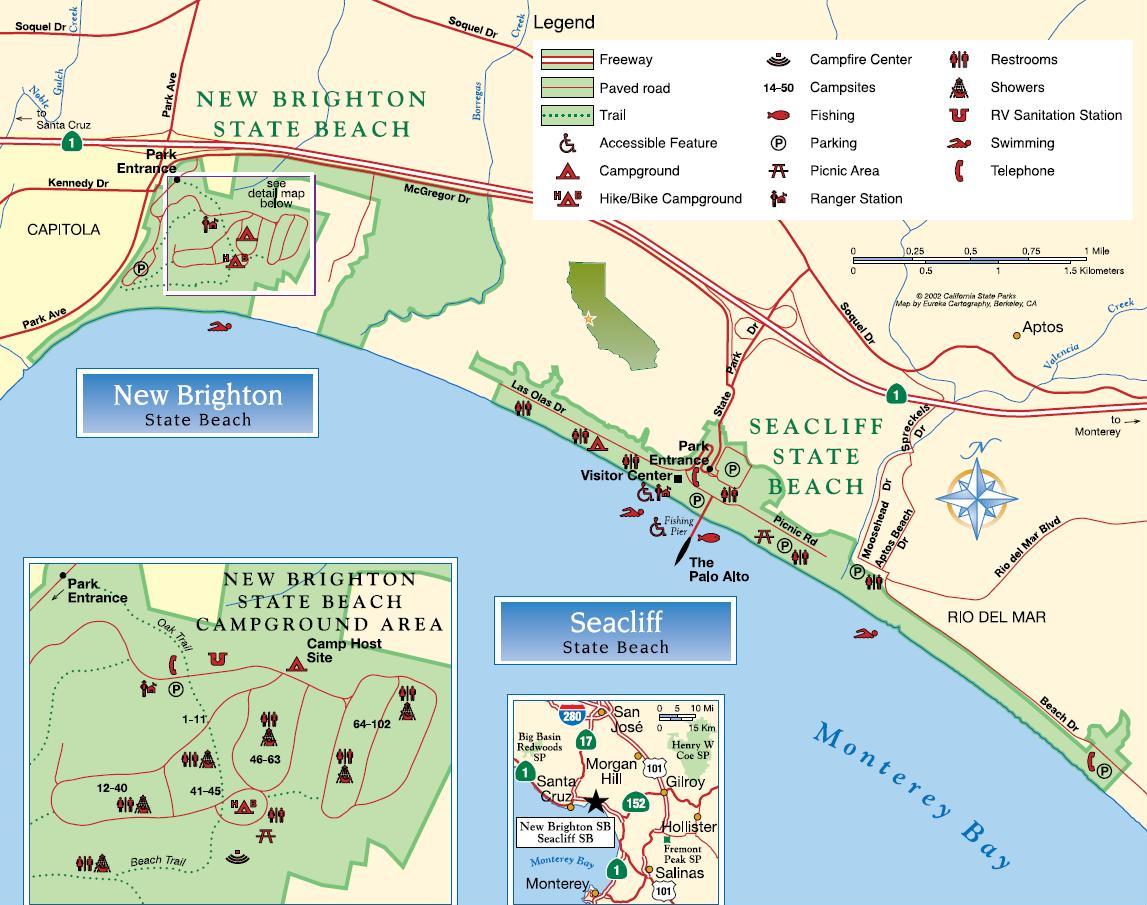 Seacliff State Beach and New Brighton State Beach Map