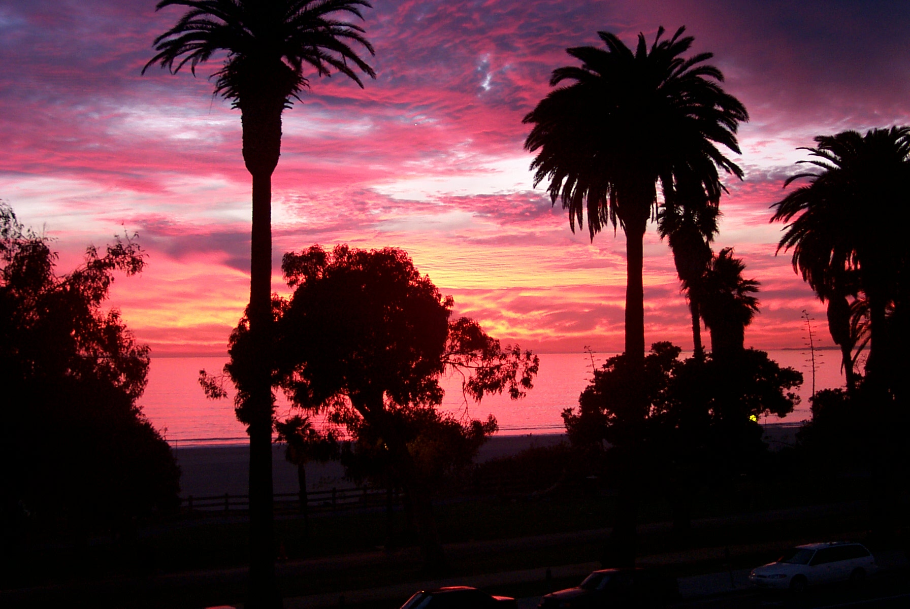 Sunset in Santa Monica State Beach in Santa Monica, California