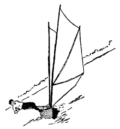 A sailing canoe in action